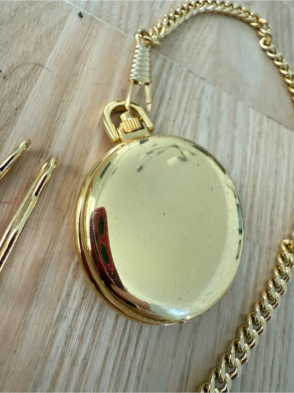 Parmex gold tone mens pocket watch NEW BATTERY